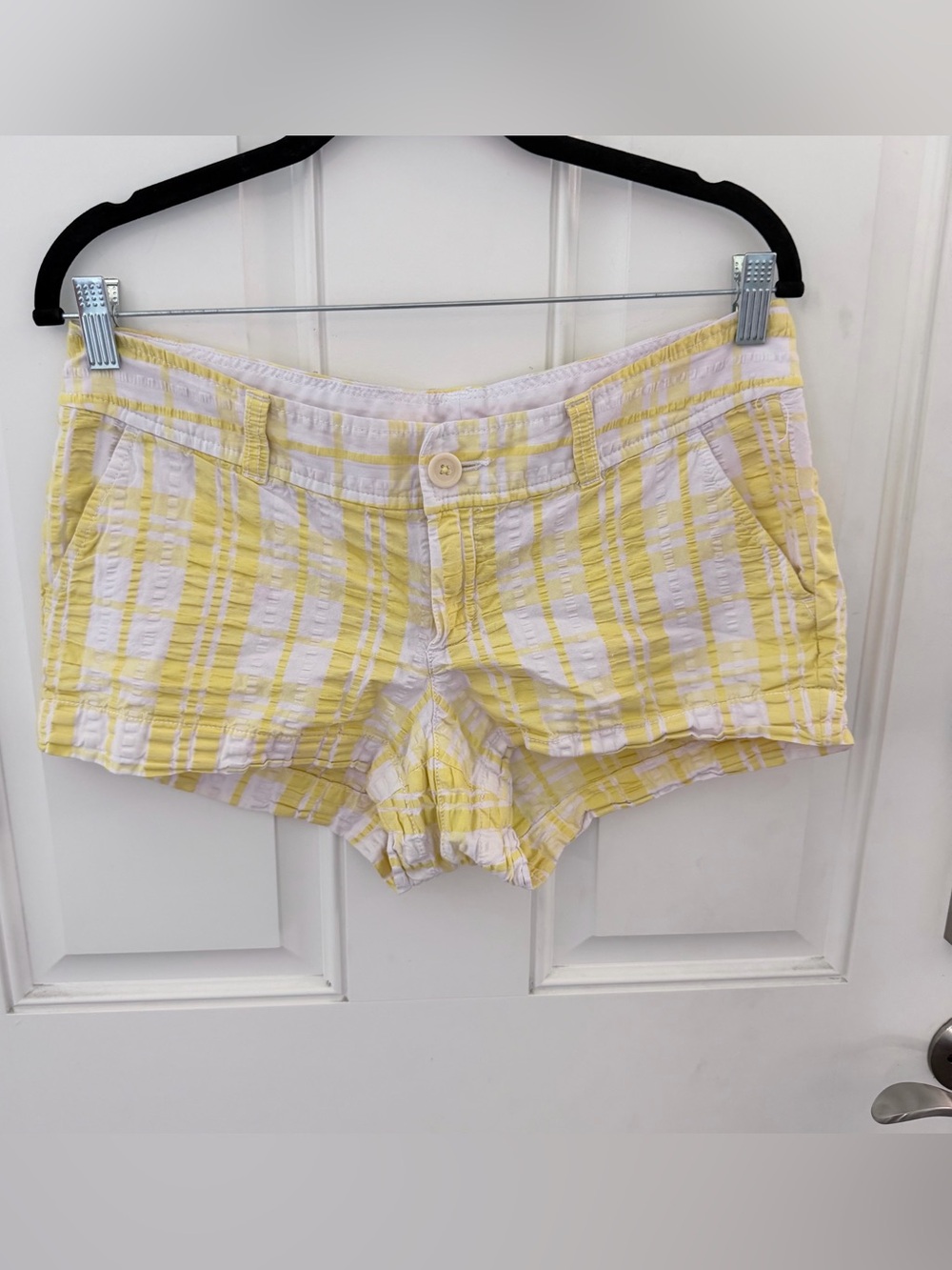 Lilly Pulitzer Plaid Seersucker Shorts 6 | Yellow White
